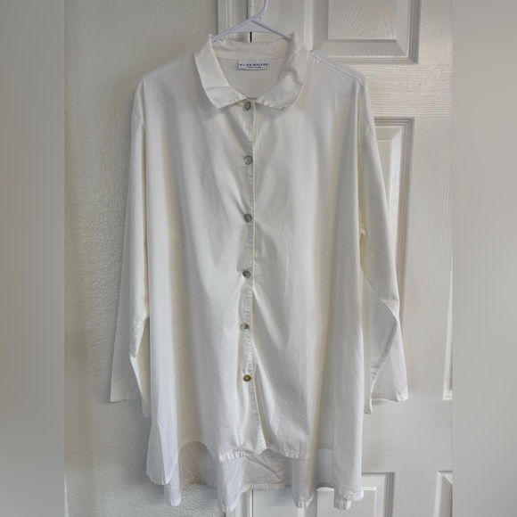 Bryn Walker Blouse Womens White Button Front Long Sleeve Cotton Designer Size L - Picture 1 of 5